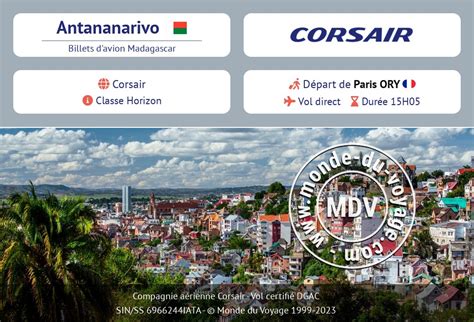 599€ Vols Antananarivo TNR – Paris PAR .